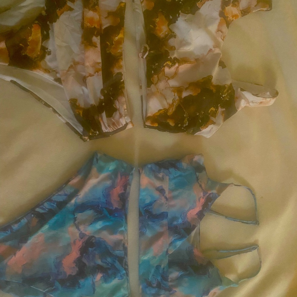 NEVER WORN! High waist bikini set super sexy sz large galaxy/water color print